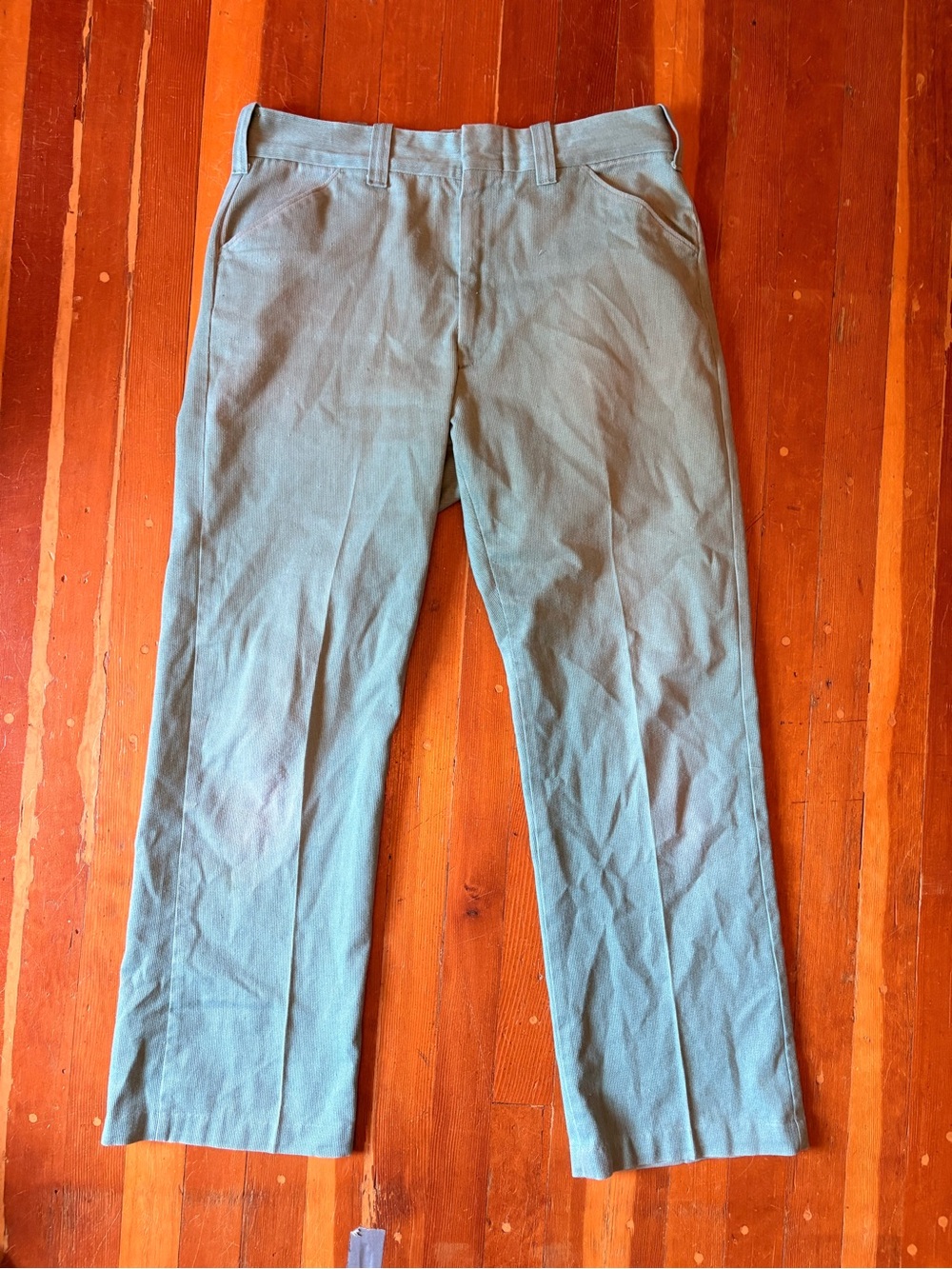 Vintage Perma-Prest Sears Corduroy Pants in Light Washed Green (W32-33/L29)